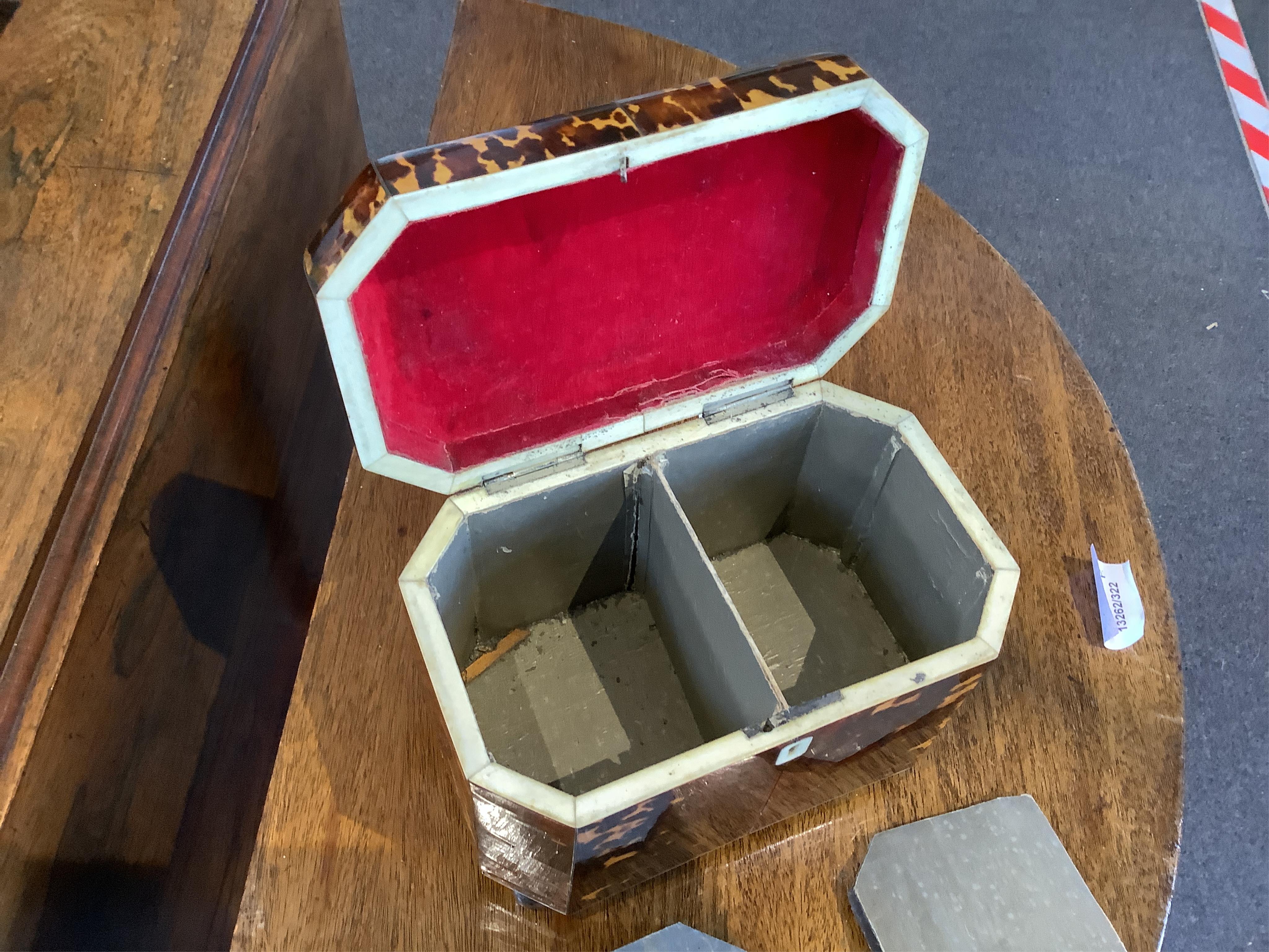 A Regency blond tortoiseshell tea caddy